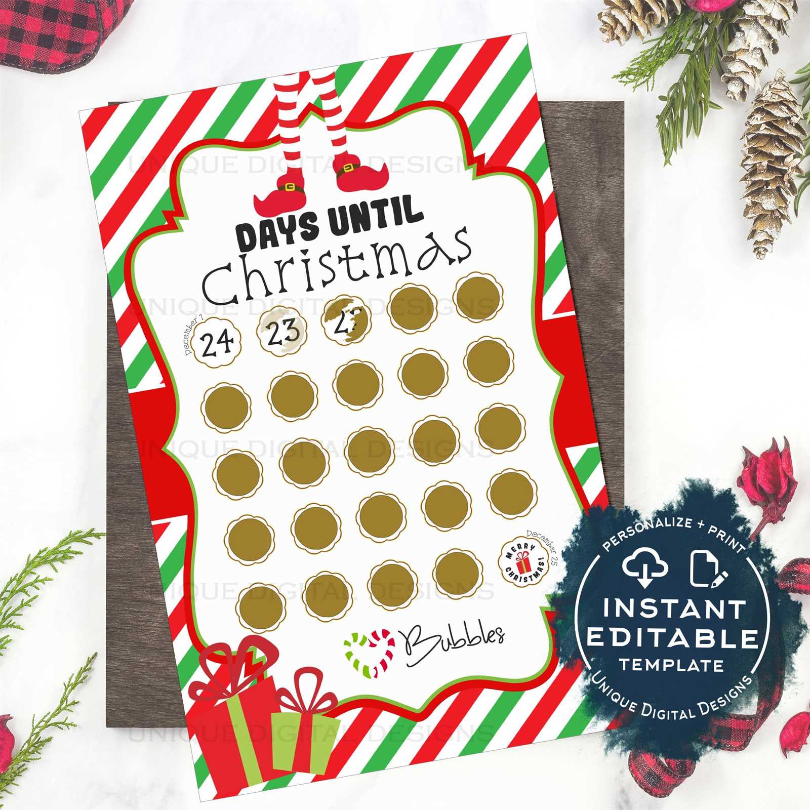 editable christmas calendar template