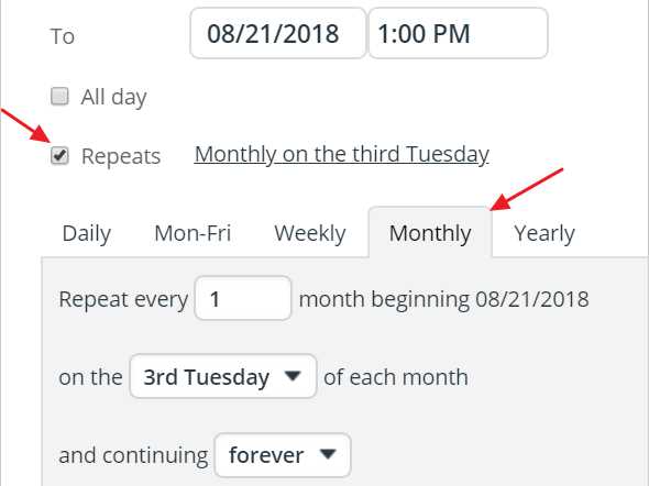 recurring calendar template