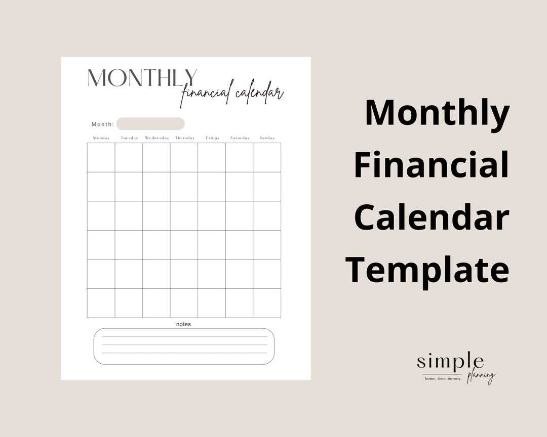 financial year calendar template