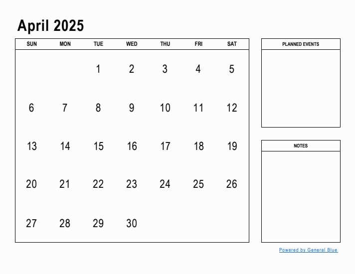 calendar april 2025 template