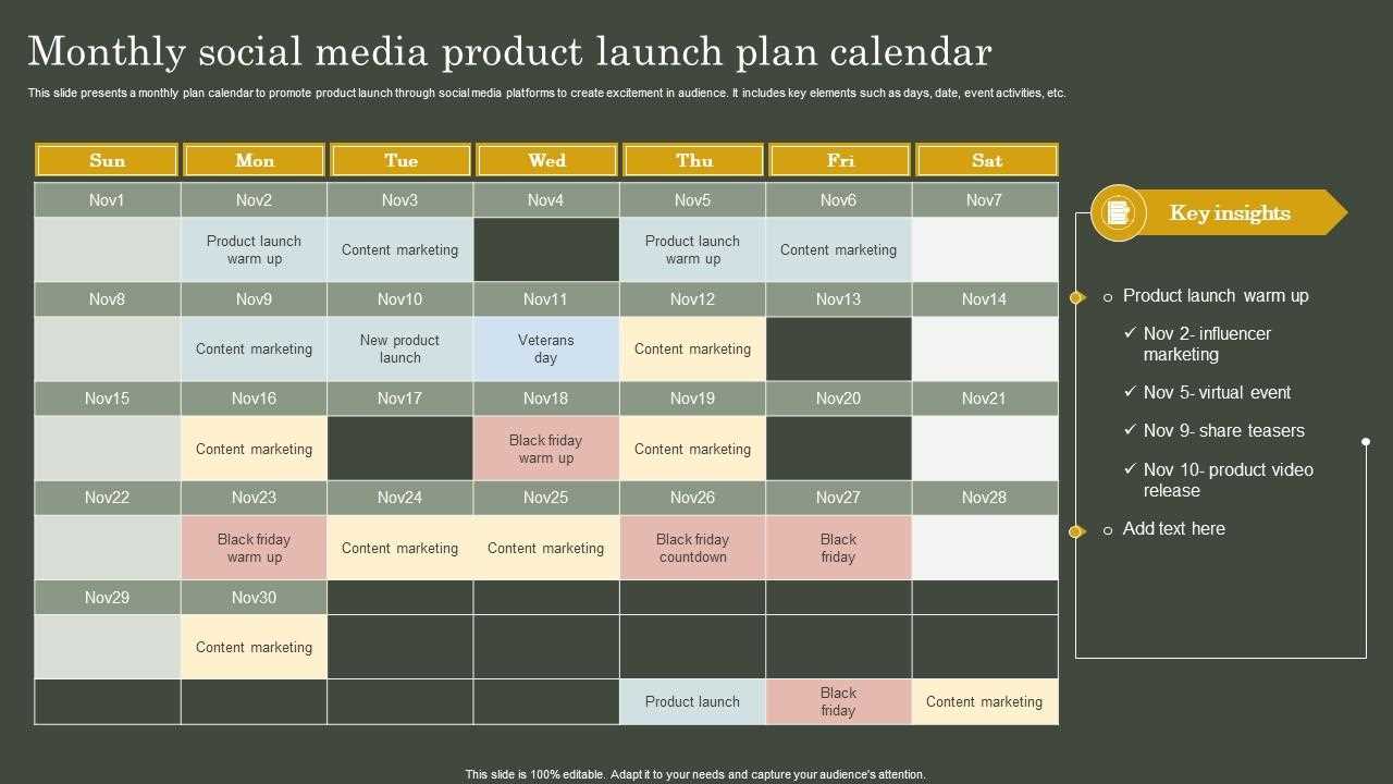 product launch calendar template