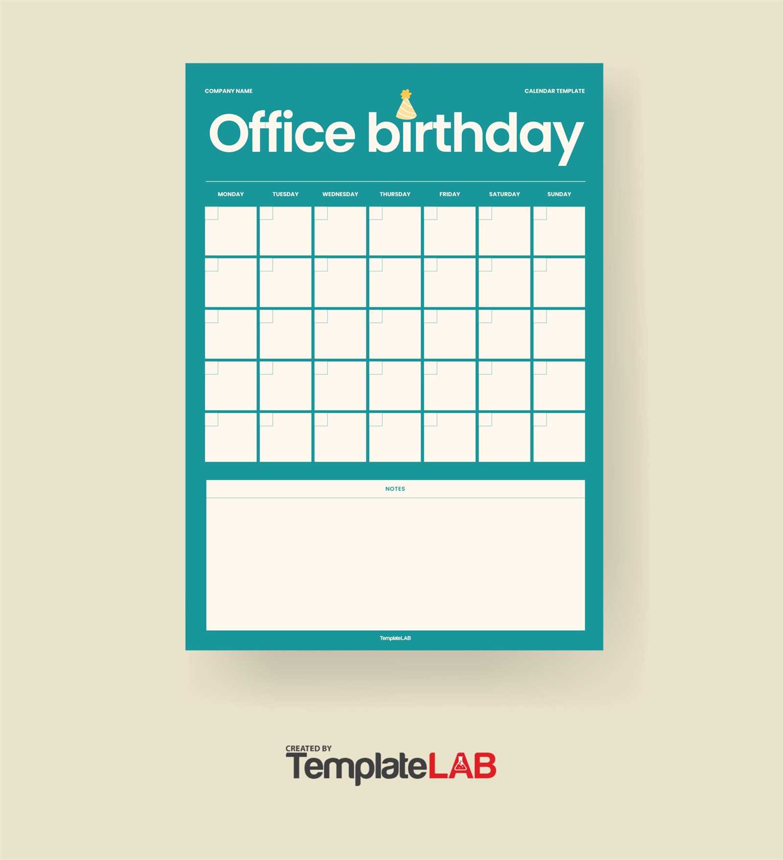 office birthday calendar template