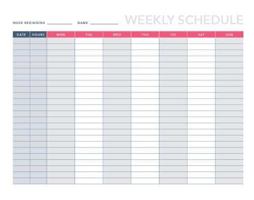 printable weekly calendar template with time slots