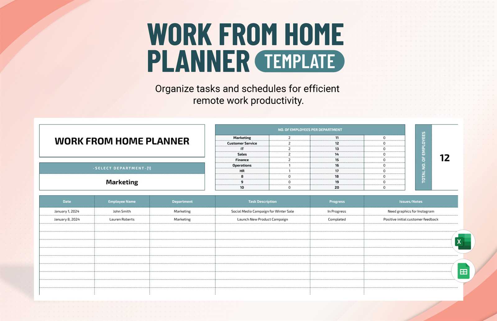 work from home calendar template