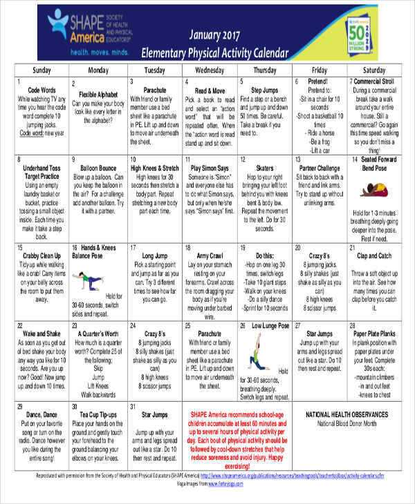 assisted living activity calendar template