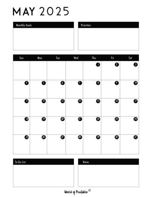 calendar notes template 2025