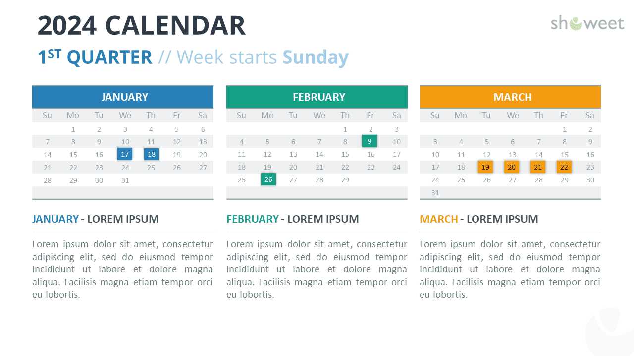 powerpoint quarterly calendar template