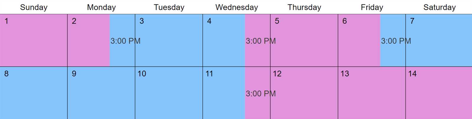 shared custody calendar template