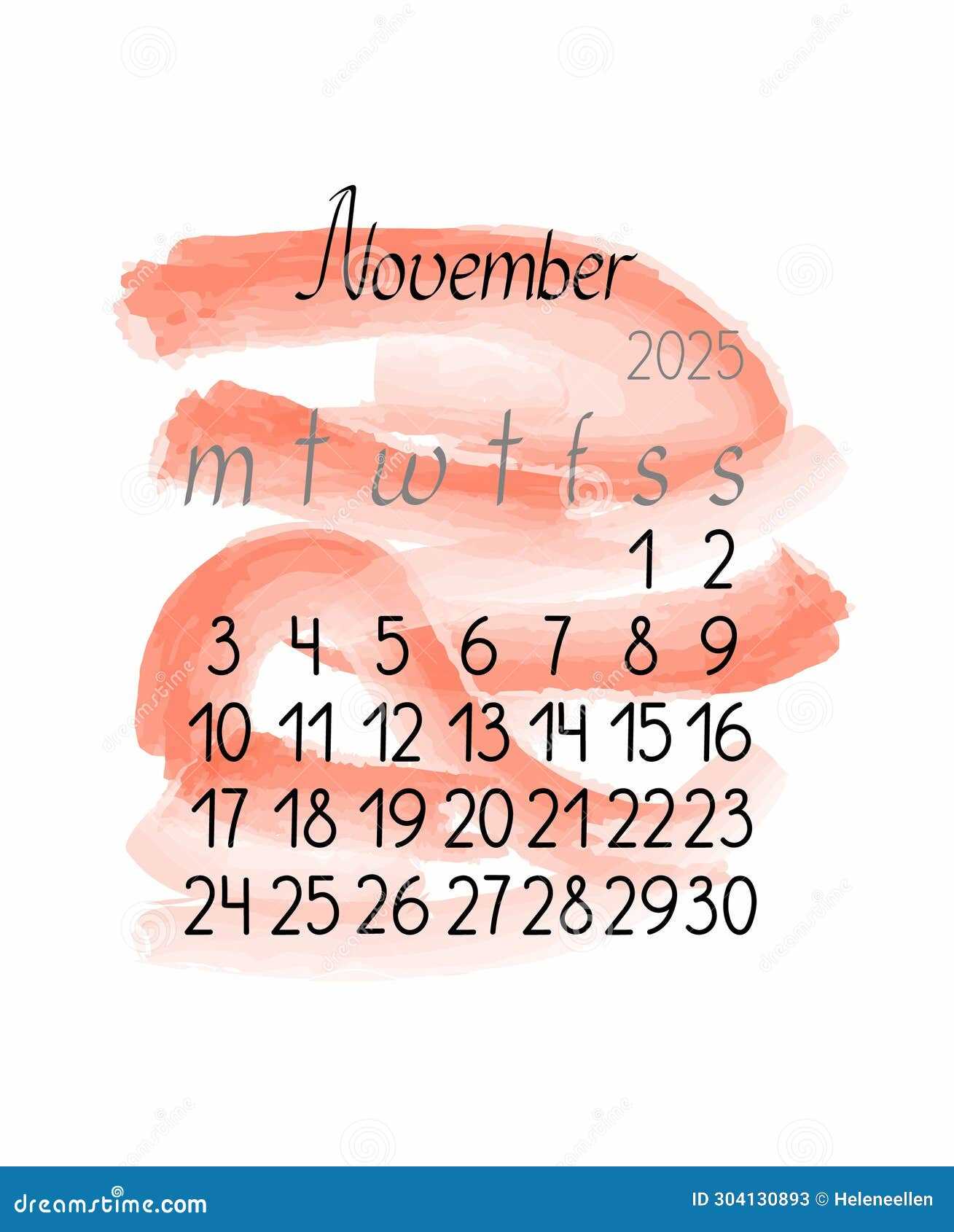 november blank calendar template 2025