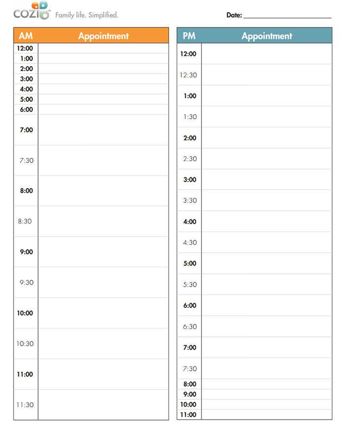 single day calendar template