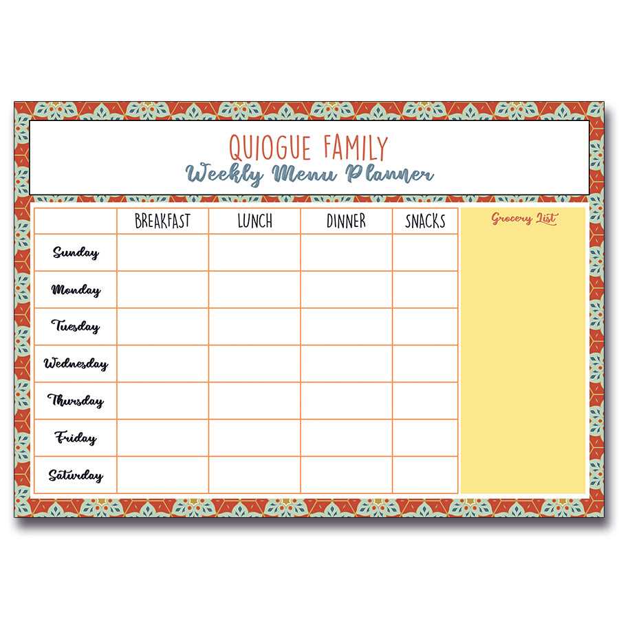 menu planner calendar template