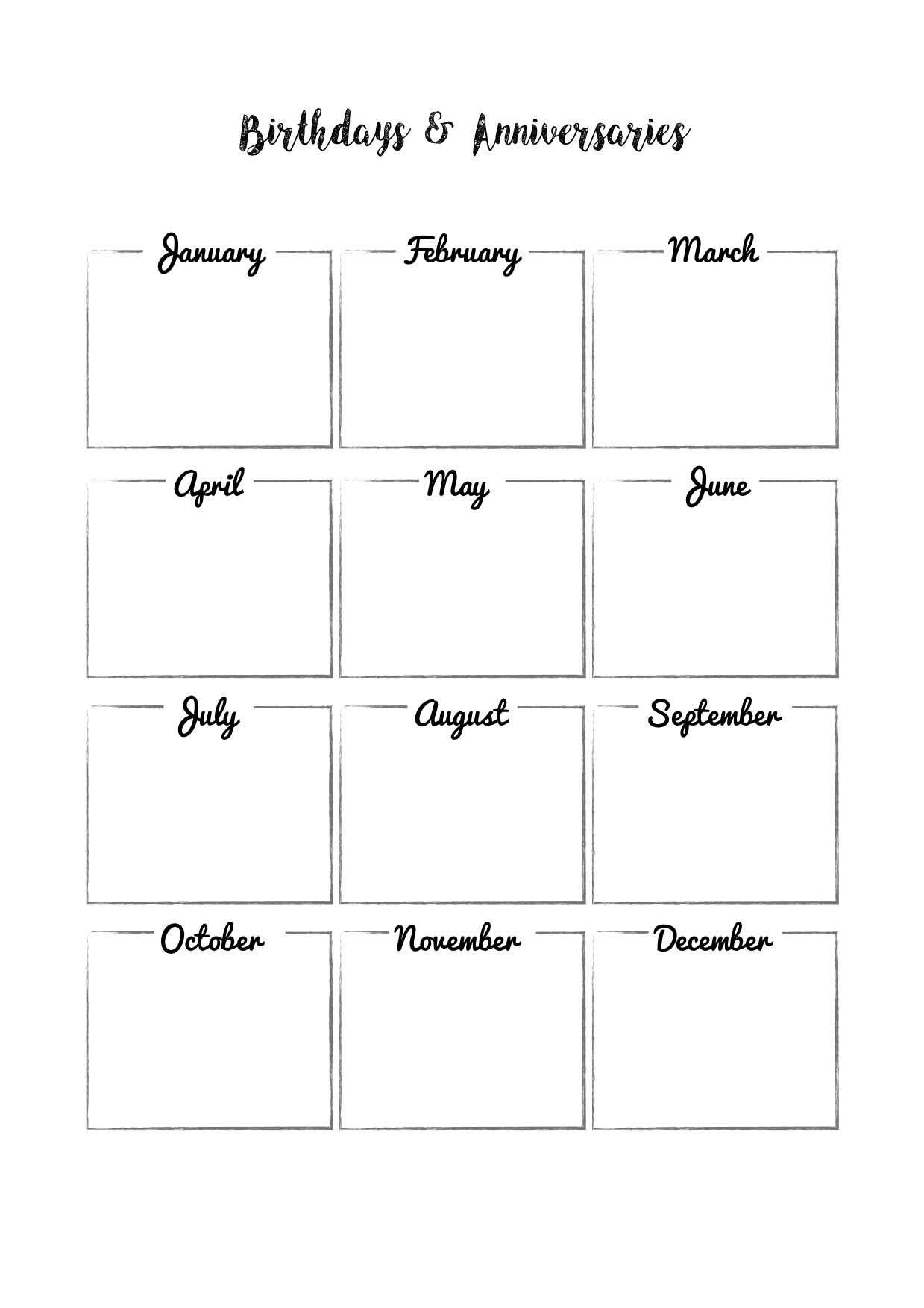 work anniversary calendar template