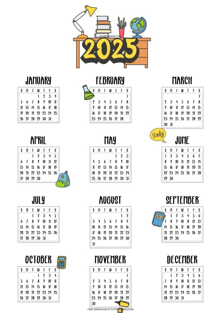 2025 school calendar template