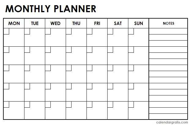 printable calendar template monthly