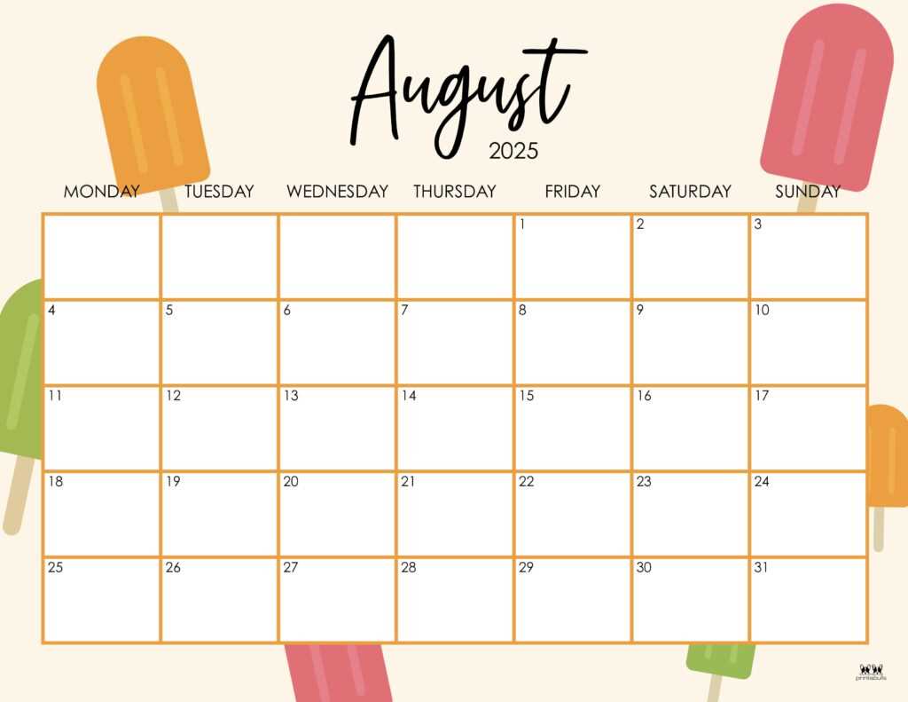 calendar august 2025 template