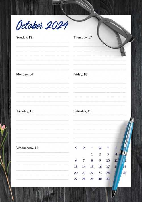 two week calendar template free