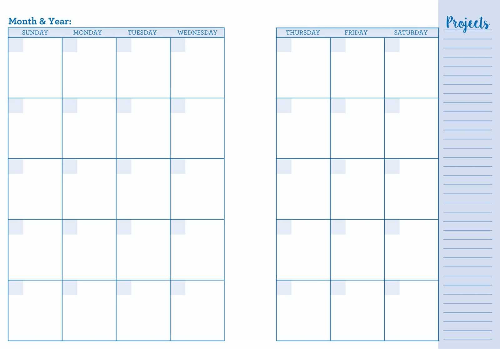 weekly prayer calendar template