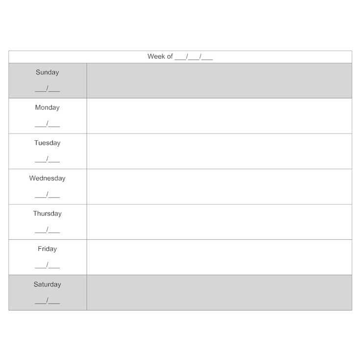 7 day week calendar template