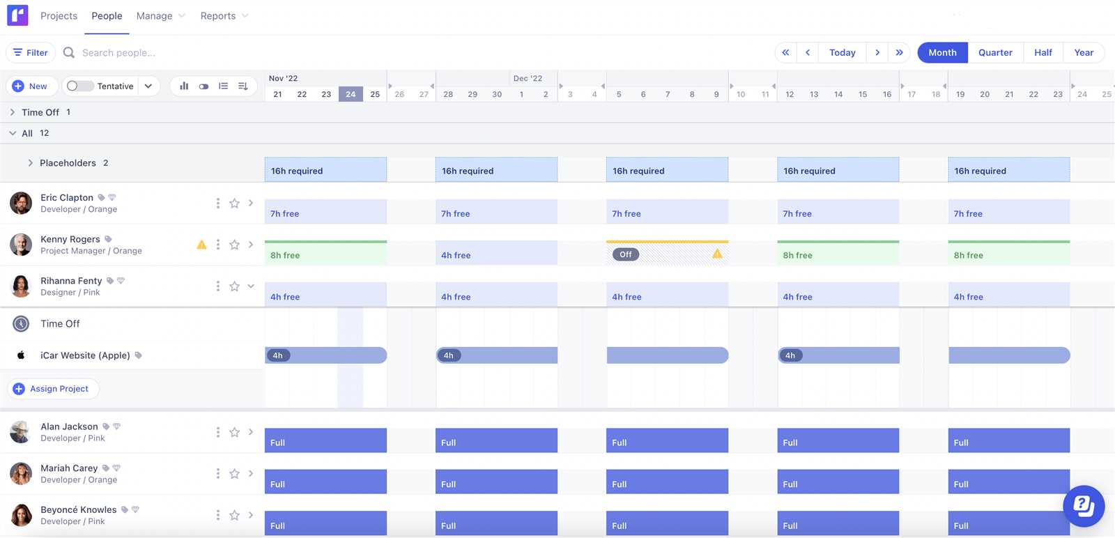 resource calendar pmp template
