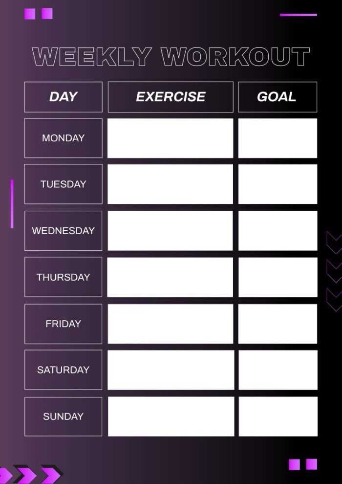 workout monthly calendar template