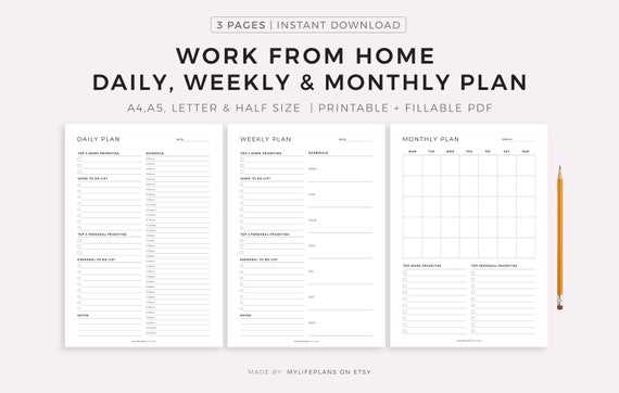 work from home calendar template