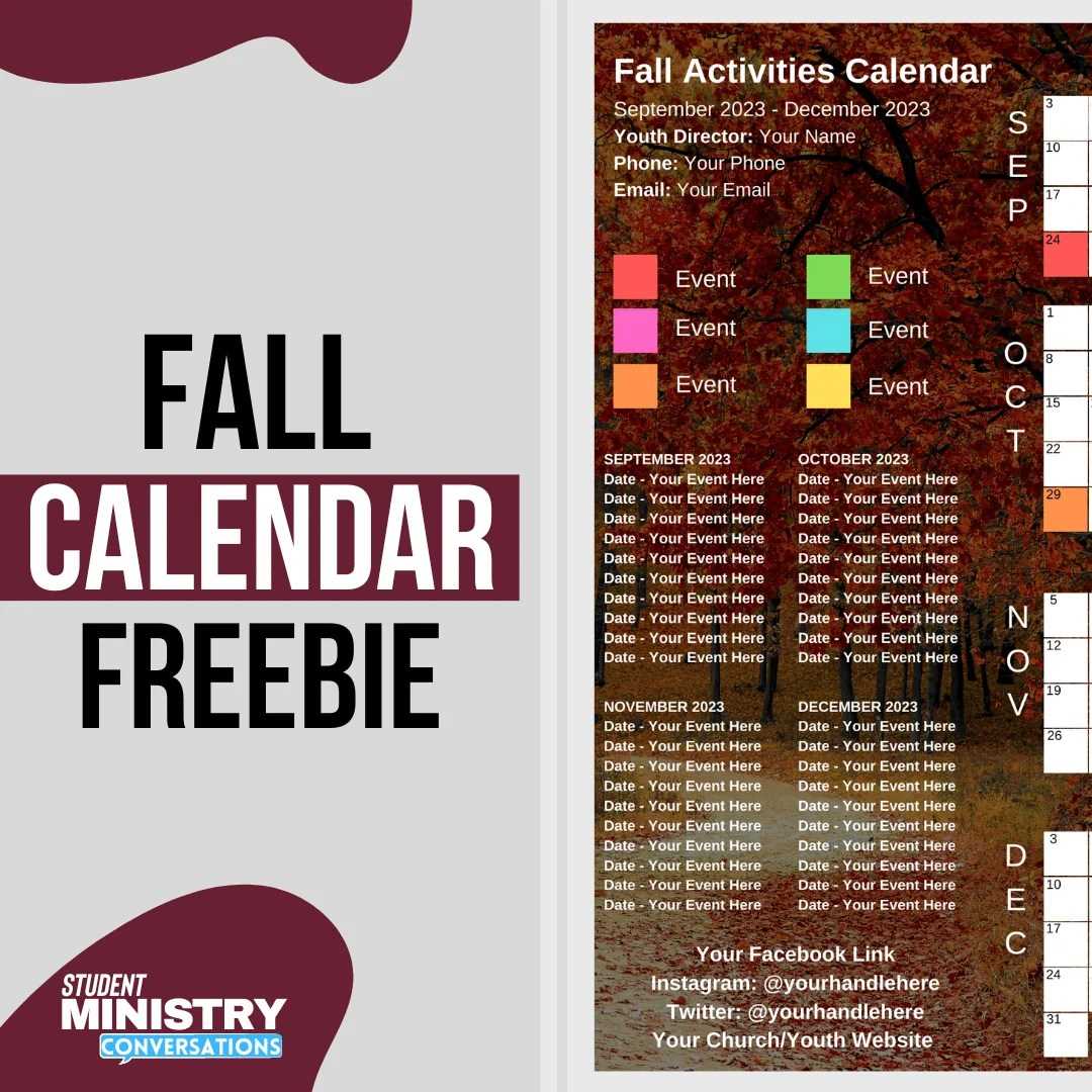 youth ministry calendar template