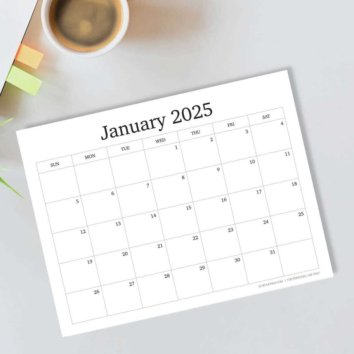 calendar template january 2025