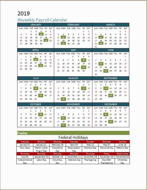 pay period calendar template
