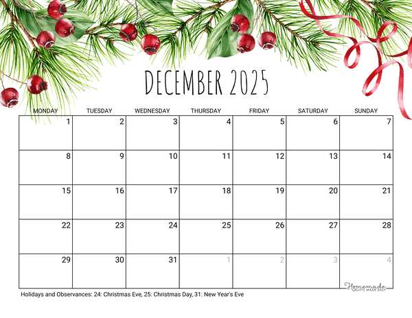 december 23 calendar template