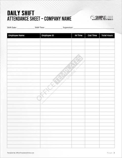 employee attendance calendar template