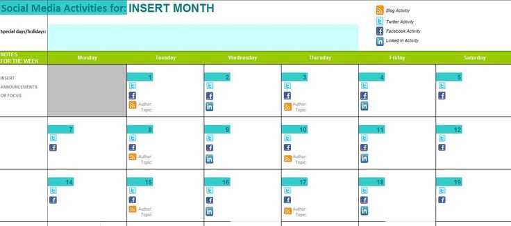 social post calendar template