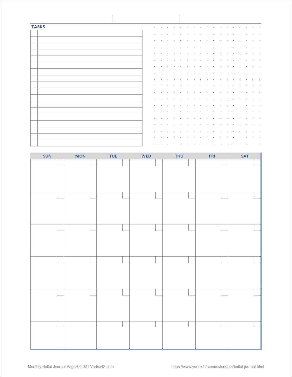 bullet calendar template