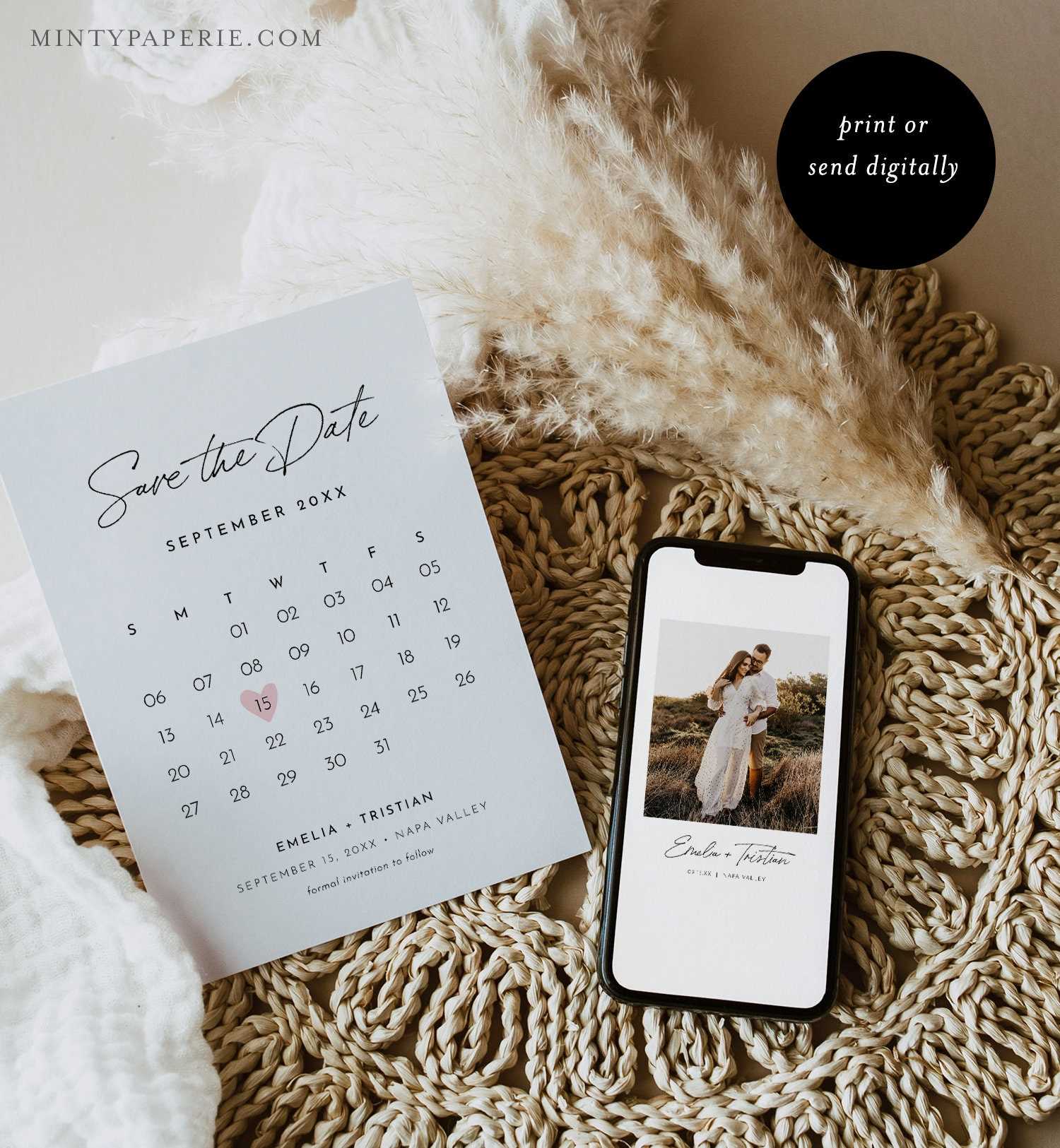 downloadable save the date calendar template