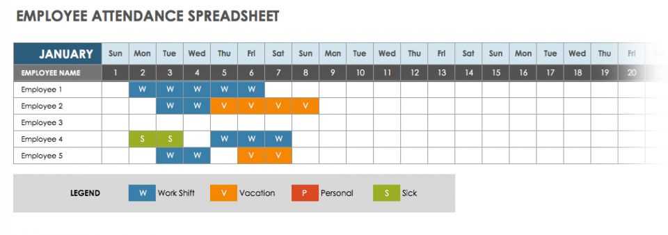 free employee attendance calendar template