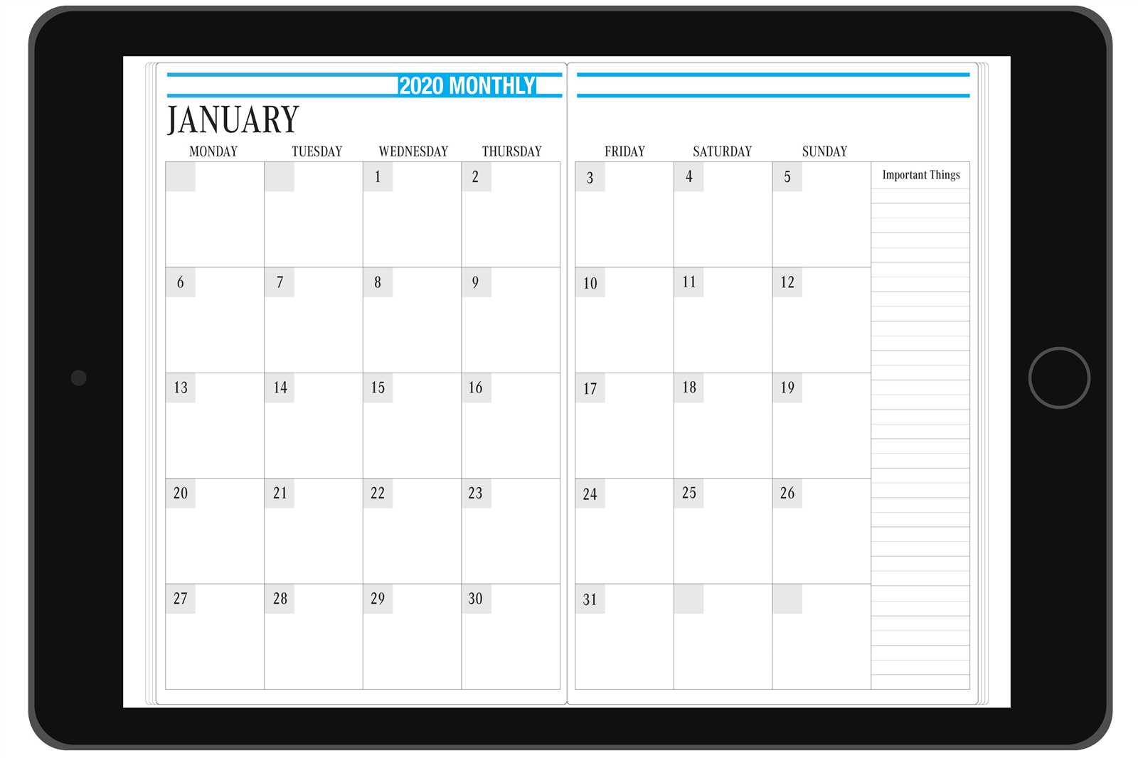 one note calendar template