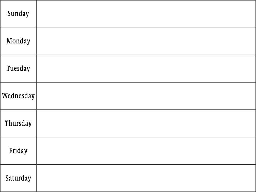 7 day printable weekly calendar template