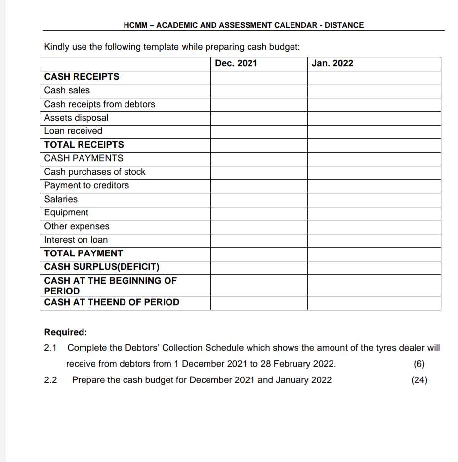 assessment calendar template