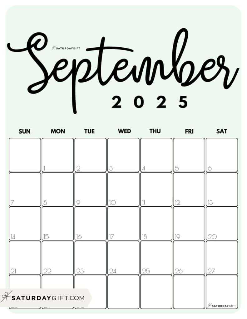 monthly calendar template 2026 september