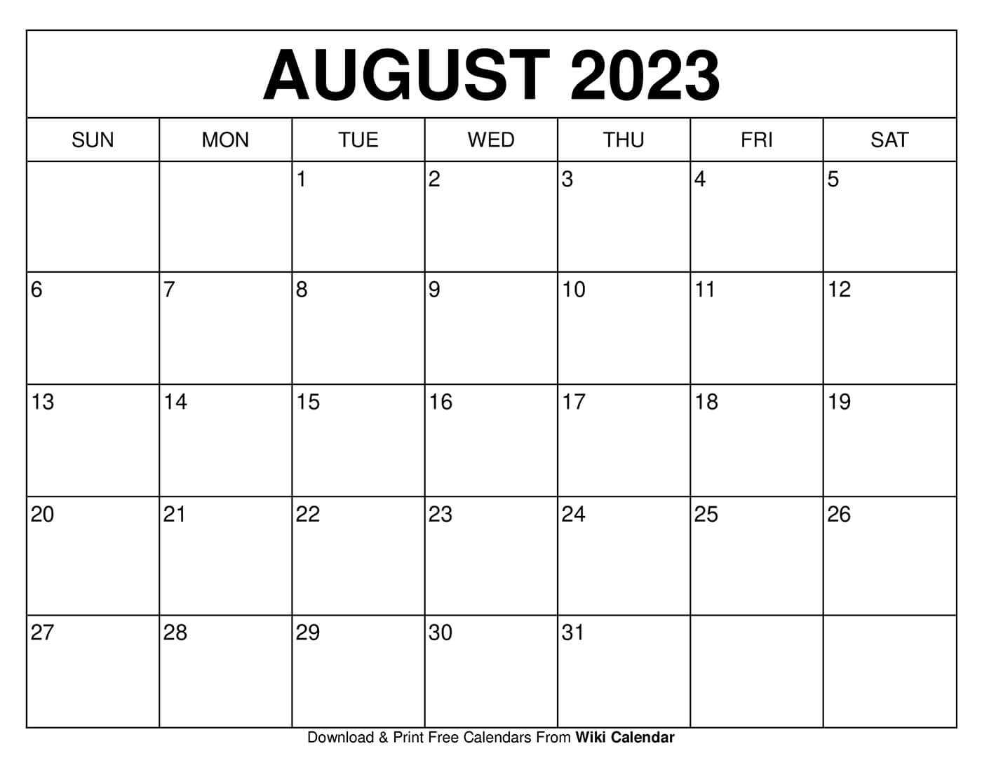 august calendar template