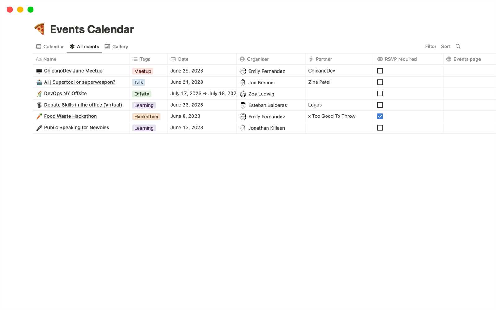 calendar template for notion