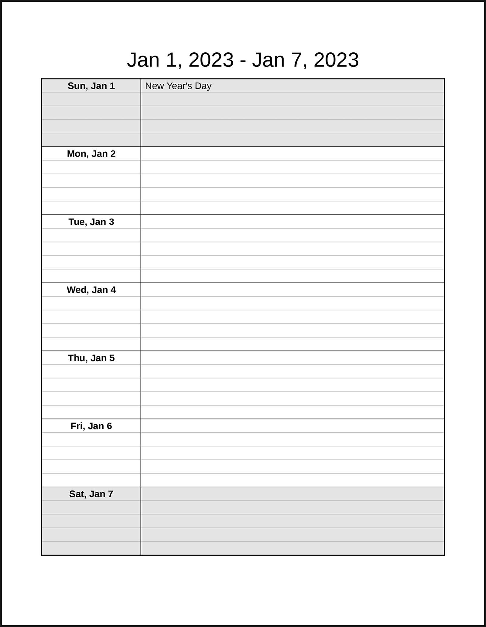 lined calendar template