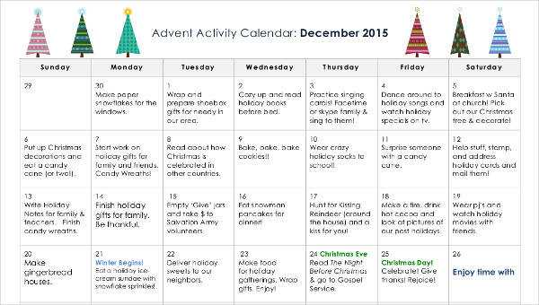 activity calendar template for seniors