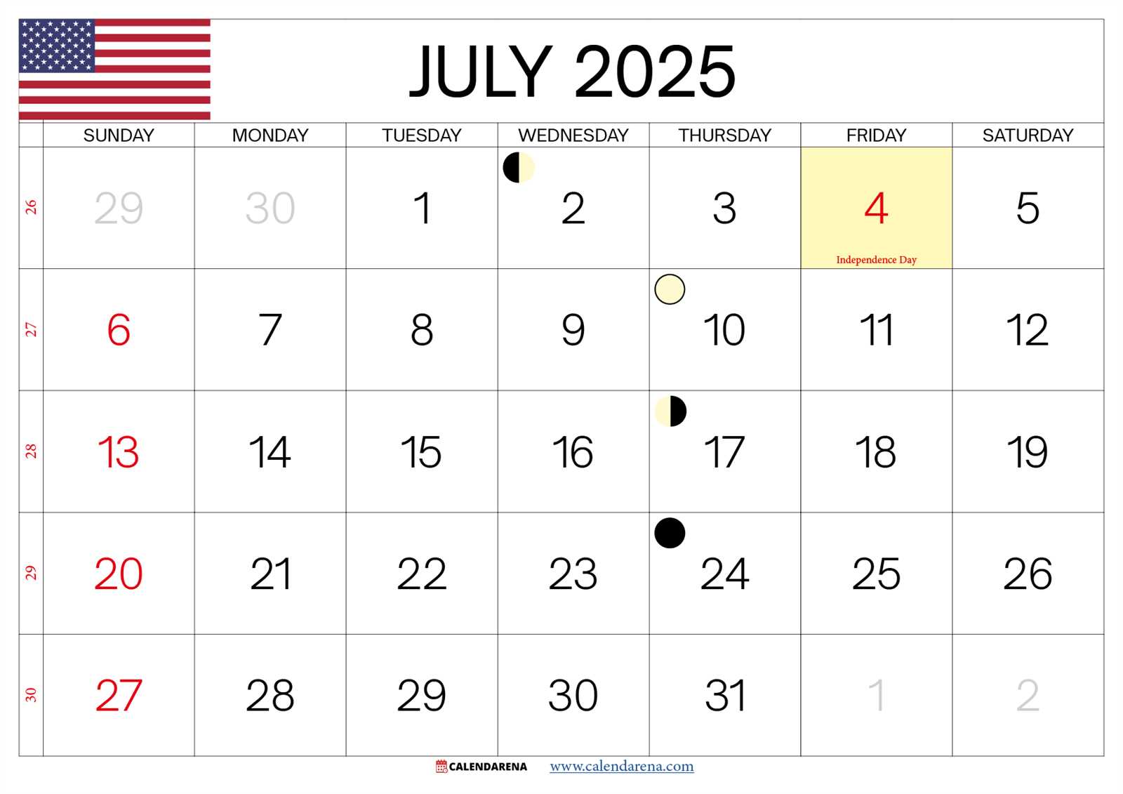 free calendar template july 2025