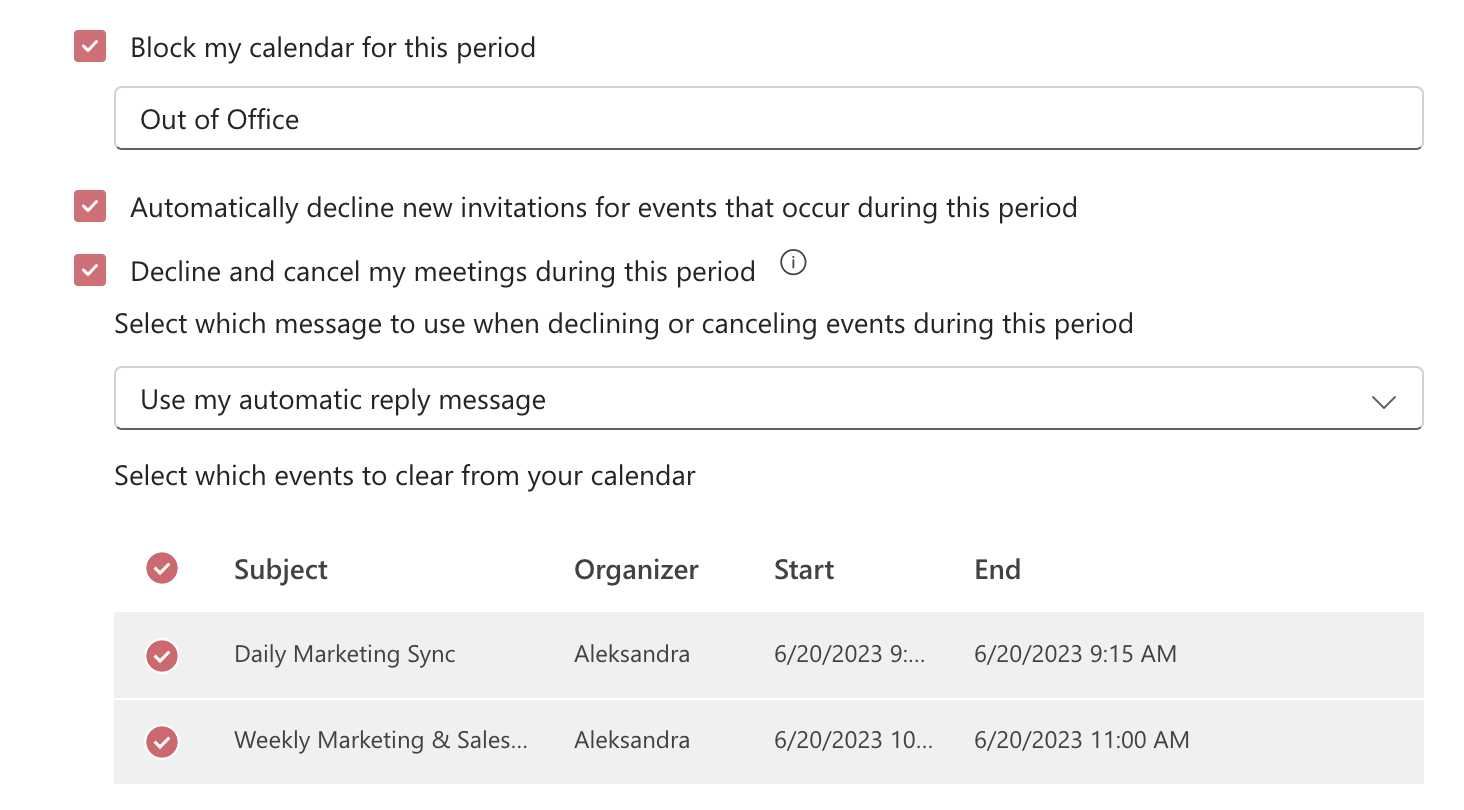 i am blocking your calendar email template