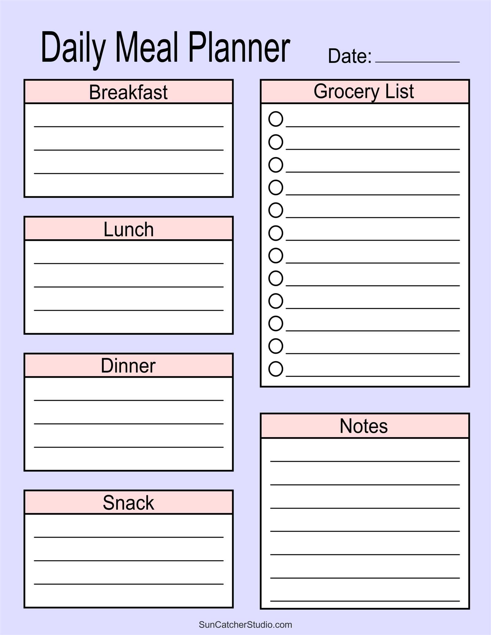 free food calendar template