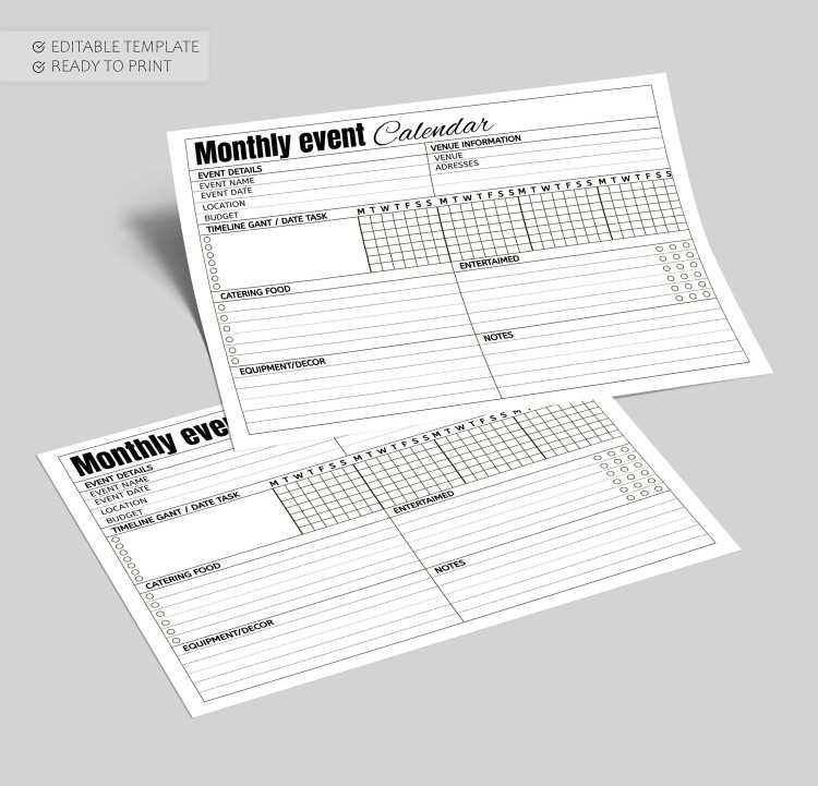 free event calendar template