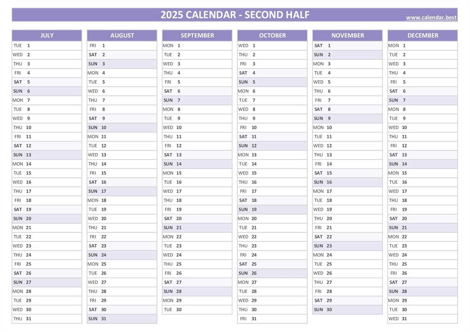 2025 calendar template yearly