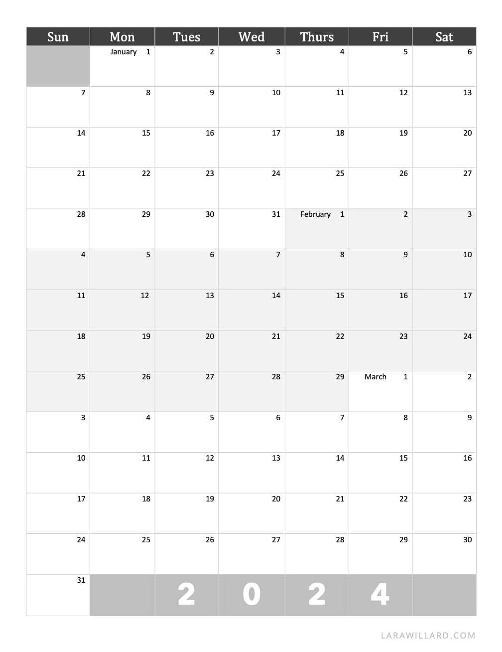 2026 work calendar template
