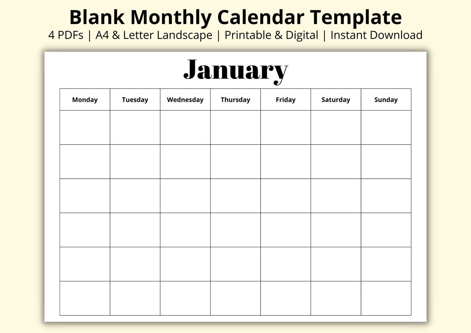 blank 4 month calendar template