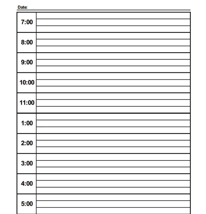 printable daily calendar template